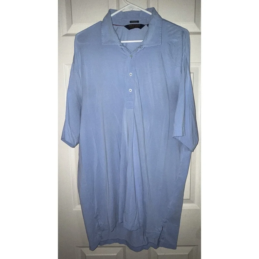 Polo Golf‎ Ralph Lauren Shirt Lisle Mens XL Stretch Blue  Short Sleeve